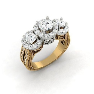 lusso 3 calcolo Fidanzamento squillare diamante gioielleria anelli stampabile oro nozze argento bianca gambo inciso brillante gemma 3d print model - Mito3D