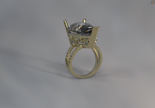luxo arte moda anel imenso central gema 3d modelo diamante ouro jóia jóias joalheria imprimível prata brilhante beleza safira 3d print model - Mito3D