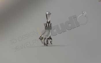luxe art conception main pendentif gemme 3d modèle impression doigt imprimable bijou bijoux pendentifs 3d print model - Mito3D