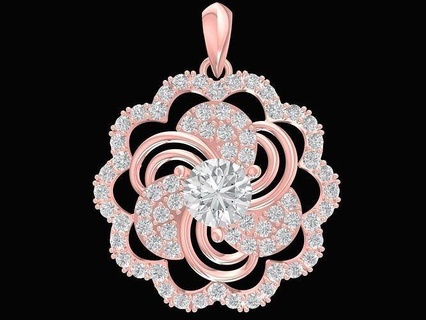 luxury asian diamond flower lady pendant 3165 jewelry fashion accessories gold woman women new design pendants 3d print model - Mito3D