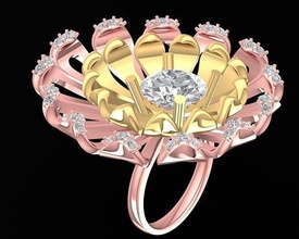 luxury asian diamond flower ring 3115 jewelry fashion accessories gold woman women design rings 3d print model - Mito3D