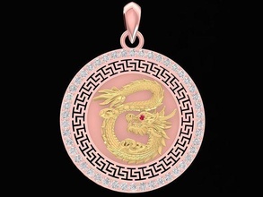 luxury asian dragon pendant 2929 jewelry fashion gold diamond man men design fengshui pendants 3d print model - Mito3D