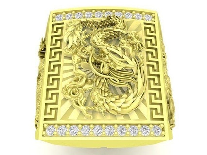 luxury china dragon men ring 3820 jewelry fashion accessories gold diamond man new design fengshui rings 3d print model - Mito3D