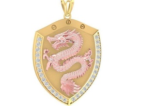 luxury diamond asian dragon pendant 2926 jewelry fashion accessories gold man men design fengshui pendants 3d print model - Mito3D