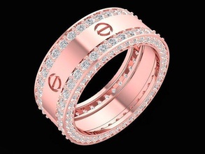 luxus diamant band frauen ring 3253 schmuck mode zubehör gold frau unisex design ringe 3d print model - Mito3D