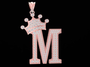 luxury diamond crown letter pendant 3179 jewelry fashion accessories gold design pendants 3d print model - Mito3D