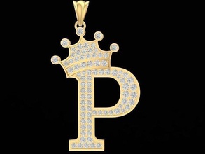 luxury diamond crown letter pendant 3182 jewelry fashion accessories gold design pendants 3d print model - Mito3D
