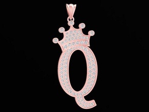 lujo diamante corona letra colgante pendiente 3183 joyería joya Moda accesorios oro diseño colgantes 3d print model - Mito3D