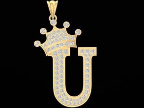 luxury diamond crown letter pendant 3185 jewelry fashion accessories gold design pendants 3d print model - Mito3D