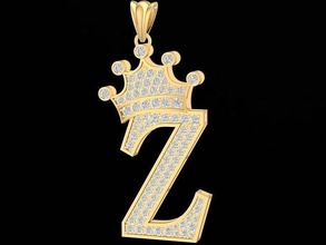 lujo diamante corona letra colgante pendiente 3189 joyería joya Moda accesorios oro diseño colgantes 3d print model - Mito3D