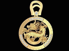 luxury diamond dragon pendant 2283 jewelry fashion accessories gold man men design pendants 3d print model - Mito3D