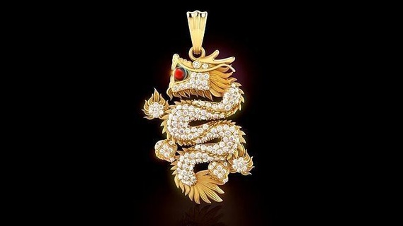 luxury diamond dragon pendant jewel jewelry fantasy fictional creature reptile printable pendants iguana dinosaur silver beast character chinese pearl gem sterling 3d print model - Mito3D