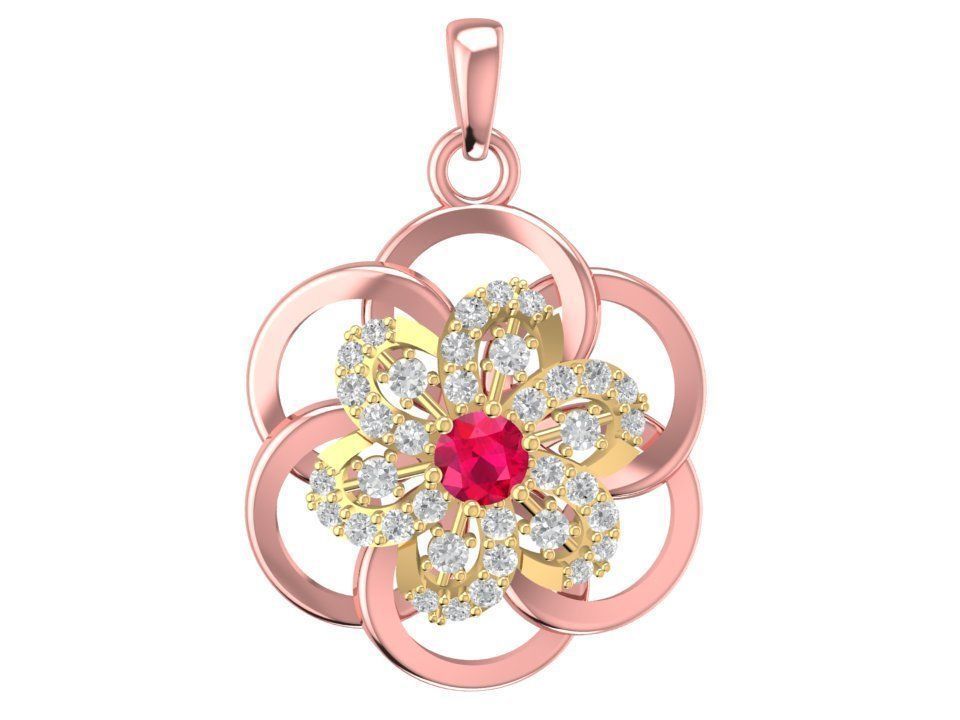 lusso diamante fiore pendente donne 1437 gioielleria moda accessori oro donna design ciondoli 3D print model - Mito3D