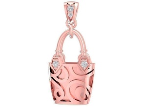 luxury diamond handbag pendant 3057 jewelry fashion accessories gold woman women design pendants 3d print model - Mito3D