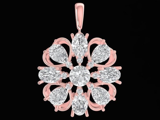 luxury diamond heart pendant 2974 jewelry fashion accessories gold woman women design pendants 3D print model - Mito3D