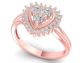 luxury diamond heart ring 2986 jewelry fashion accessories gold woman women design rings 3d print model - Mito3D