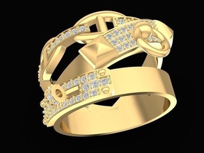 lujo diamante señoras anillo 2636 joyería joya moda accesorios oro mujer diseño anillos 3d print model - Mito3D