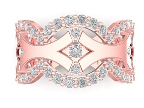 lujo diamante dama anillo 2868 joyería joya moda accesorios oro mujer diseño anillos 3d print model - Mito3D