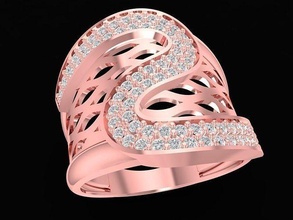 luxury diamond lady ring 2892 jewelry fashion accessories gold woman women design rings 3d print model - Mito3D