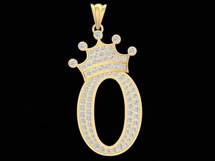 luxury diamond letter crown pendant 3181 jewelry fashion accessories gold new design pendants 3d print model - Mito3D