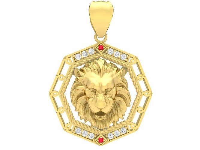 luxe diamant Lion Masculin pendentif 3606 bijoux mode accessoires or Nouveau conception feng shui homme Hommes pendentifs 3D print model - Mito3D