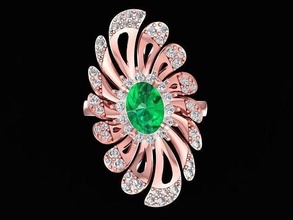 luxury diamond oval flower ring 3134 jewelry fashion accessories gold woman women design rings 3d print model - Mito3D