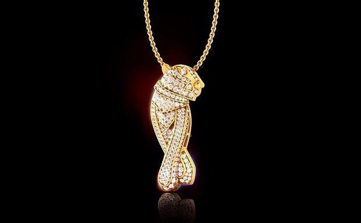 luxury diamond panther pendant jewel tiger lion jewelry jewellery silver printable gold panthera necklace wedding fashion beauty usa canada eu pendants 3d print model - Mito3D