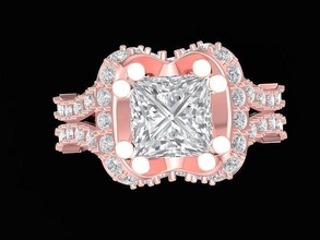 lujo diamante princesa dama anillo 3244 joyería joya Moda accesorios oro mujer diseño anillos 3d print model - Mito3D