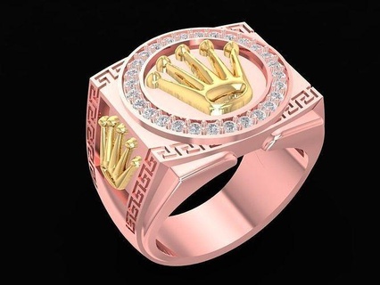luxury diamond ring men 1271 jewelry fashion accessories gold unisex new design man rings 3d print model - Mito3D