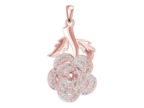 luxury diamond rose pendant 1747 jewelry fashion accessories gold woman women design pendants 3d print model - Mito3D