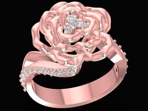 luxury diamond rose ring 2987 jewelry fashion accessories gold woman women design rings 3d print model - Mito3D