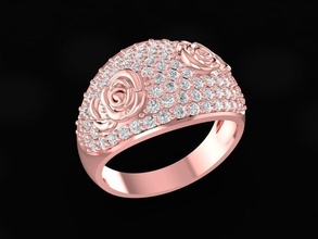 luxury diamond rose ring women 1676 jewelry fashion accessories gold man men woman unisex design rings 3d print model - Mito3D