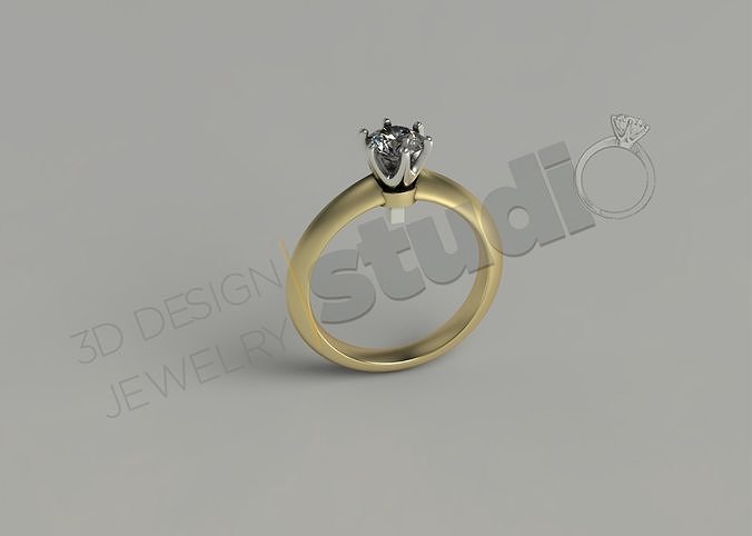 luxury diamond solitaire ring jewelry gold printable jewel wedding engagement rings jewellery brilliant precious brillant 3D print model - Mito3D