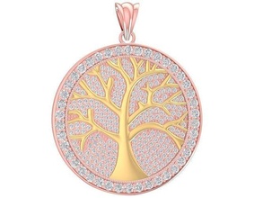 luxury diamond tree life pendant 3077 fashion jewelry accessories gold woman women design pendants 3d print model - Mito3D