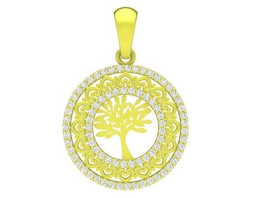 luxury diamond tree of life pendant 4232 jewelry fashion accessories gold woman women design pendants 3d print model - Mito3D