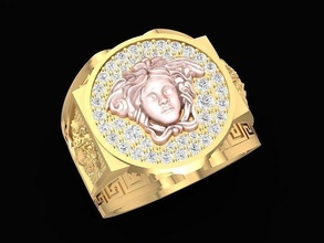 luxury diamond versace men ring 2880 jewelry fashion accessories gold man design rings 3d print model - Mito3D