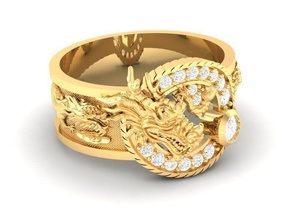 luxury dragon ring men 423 jewelry fashion accessories gold diamond man woman women unisex design fengshui rings 3d print model - Mito3D