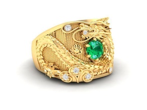luxury dragon ring men 424 jewelry fashion accessories gold diamond man woman women unisex design fengshui rings 3d print model - Mito3D