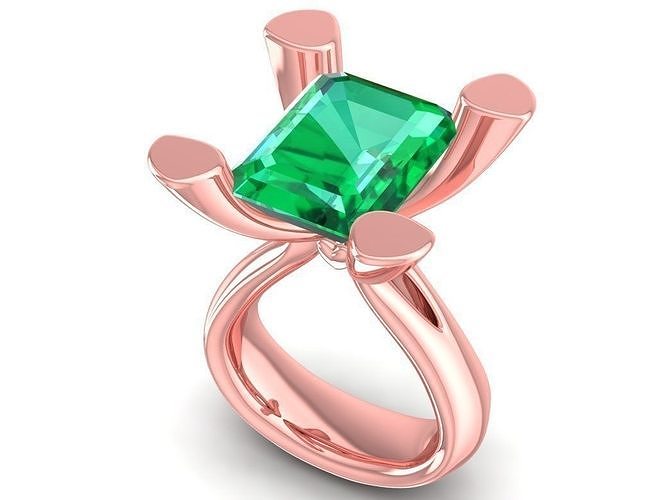 luxo esmeralda diamante arte anel 2993 joalheria moda acessórios ouro mulher mulheres Projeto argolas 3D print model - Mito3D