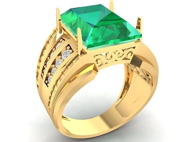 lujo emeral diamante dama anillo 2871 joyería joya moda accesorios oro mujer diseño anillos 3D print model - Mito3D