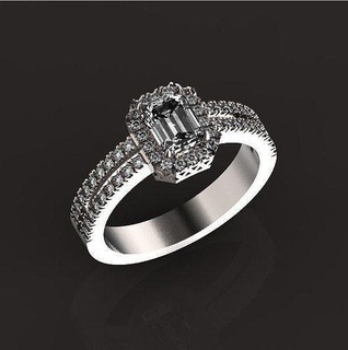 luxo noivado anel esmeralda diamante 453 radiante Casamento bague anello lusso ouro 3d joalheria argolas 3d print model - Mito3D