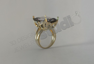luxury fashion diamond ring 3d model diamong gem beauty silver gold jewelry jewel jewellery printable art design woman rings 3d print model - Mito3D