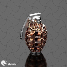 luxury grenade pendant stones granade gold design diamonds jewelry jewel silver man pendants 3d print model - Mito3D