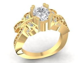luxury hongkong diamond lady ring 3131 jewelry fashion accessories gold women unisex design rings 3d print model - Mito3D