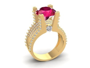 luxury hongkong diamond ring women 1080 jewelry fashion accessories gold woman unisex design fengshui rings 3d print model - Mito3D