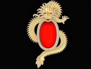 luxury lucky diamond dragon pendant 3161 jewelry fashion accessories gold man men design fengshui pendants 3d print model - Mito3D