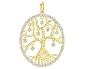 luxury oval diamond tree life pendant 3081 jewelry fashion accessories gold woman women design pendants 3d print model - Mito3D