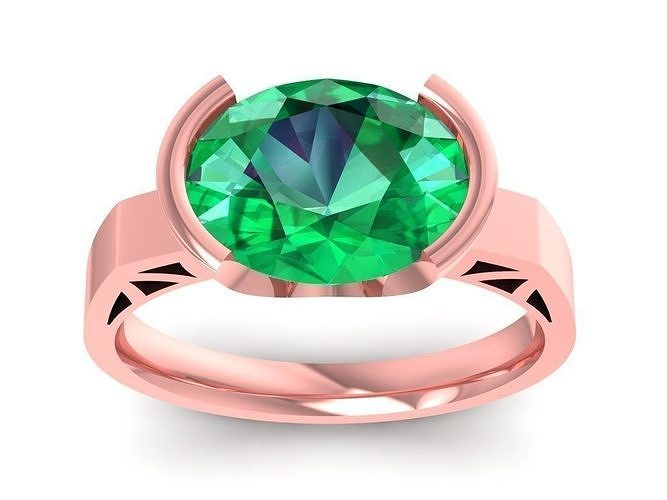 luxo oval esmeralda senhora anel 3018 joalheria moda acessórios ouro diamante mulher mulheres Projeto argolas 3D print model - Mito3D