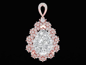 luxury pear diamond pendant flower 3243 jewelry fashion accessories gold woman women unisex design pendants 3d print model - Mito3D