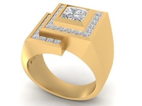 luxury princess diamond ring 2740 jewelry fashion accessories gold man men design rings 3d print model - Mito3D